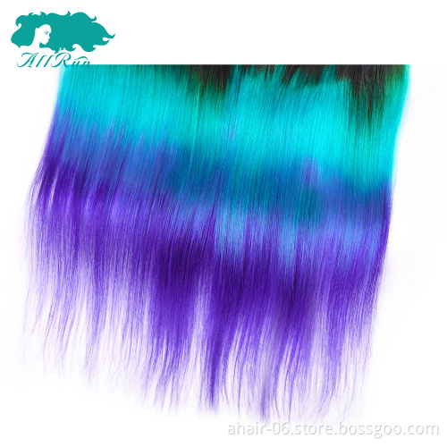ombre lace frontal, TB/blue/purple color ombre color hair lace frontal